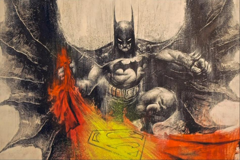 Illustration for article titled Zack Snyder commissioned these Batman vs. Superman paintings